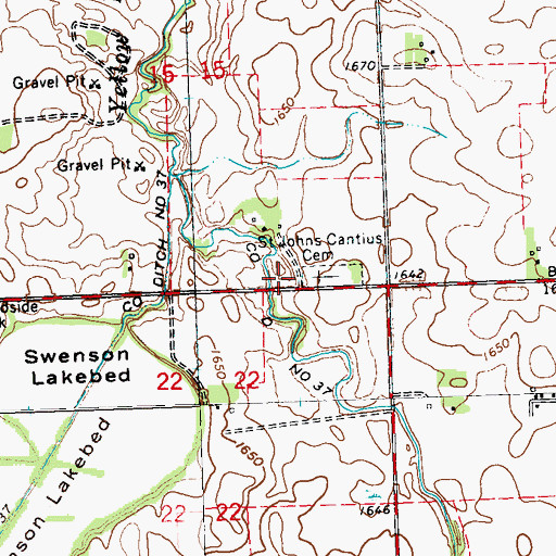 Topographic Map of Saint John Cantius Church, MN