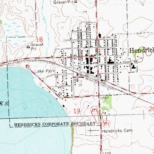 Topographic Map of Hendricks (historical), MN