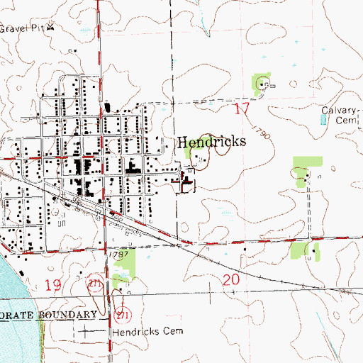 Topographic Map of Hendricks Community Hospital, MN