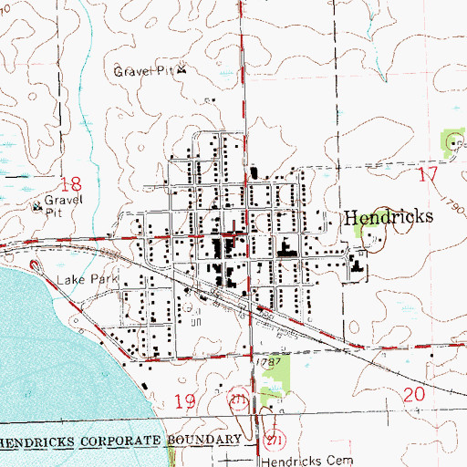 Topographic Map of Hendricks Public Library, MN