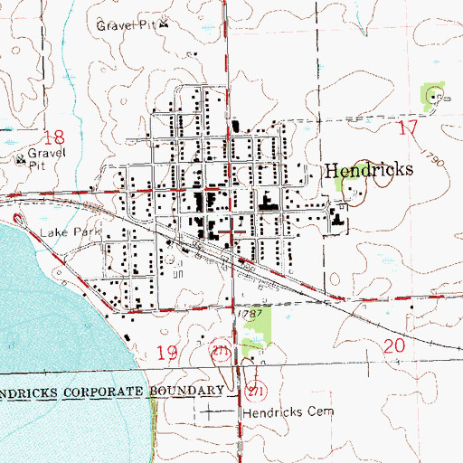 Topographic Map of Hendricks Police Department, MN