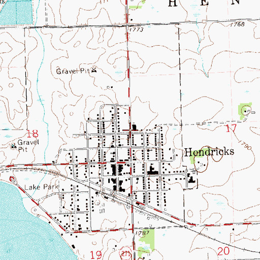 Topographic Map of Marble Lutheran Church, MN
