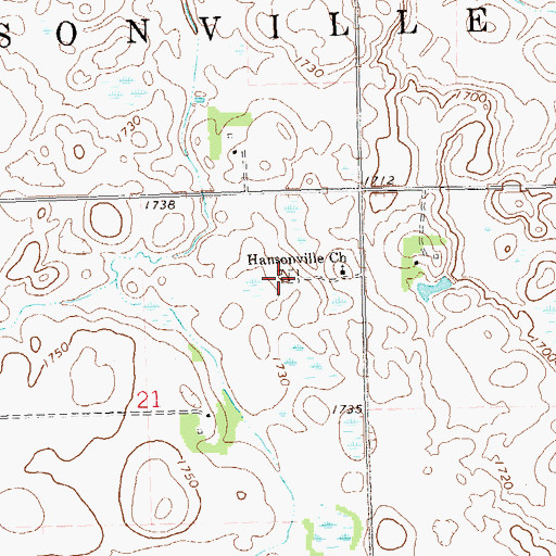 Topographic Map of Hansonville Cemetery, MN