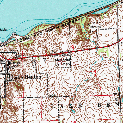 Topographic Map of Memorial Hill Cemetery, MN