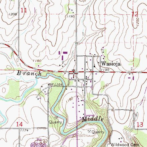 Topographic Map of Wasioja Post Office (historical), MN