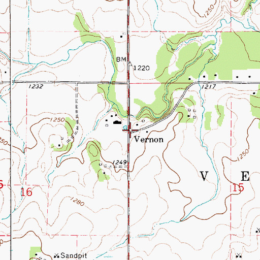 Topographic Map of Vernon Post Office (historical), MN