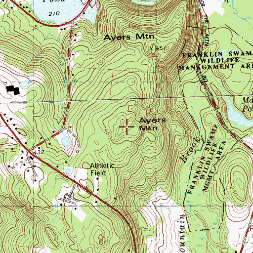 Topographic Map of Ayers Mountain, CT