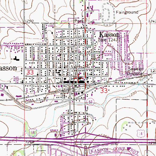 Topographic Map of Kasson Public Library, MN