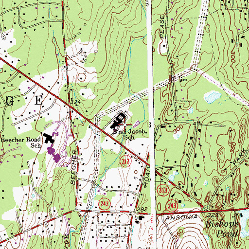 Topographic Map of B'nail Jacob School, CT