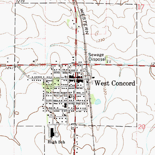 Topographic Map of West Concord Police Department, MN
