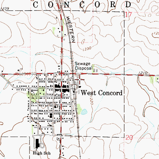 Topographic Map of West Concord, MN