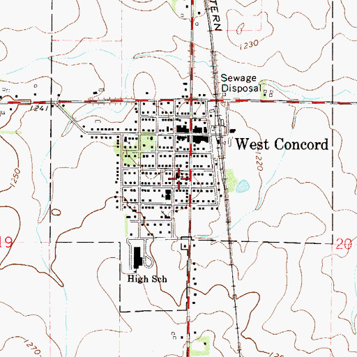 Topographic Map of First Baptist Church, MN