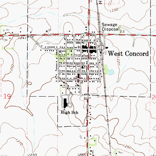 Topographic Map of West Concord Elementary School, MN
