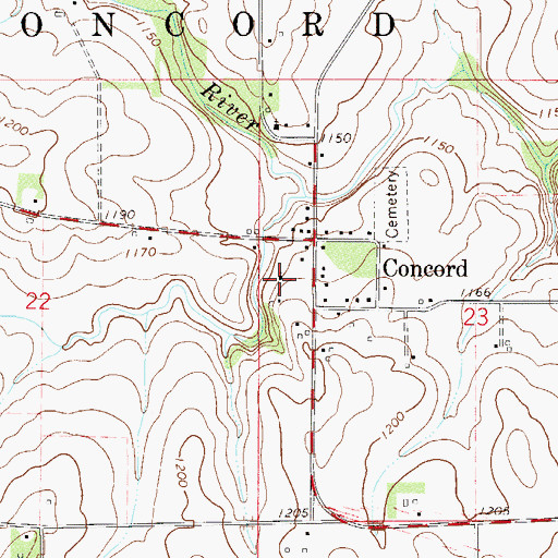 Topographic Map of Concord Church of Christ, MN