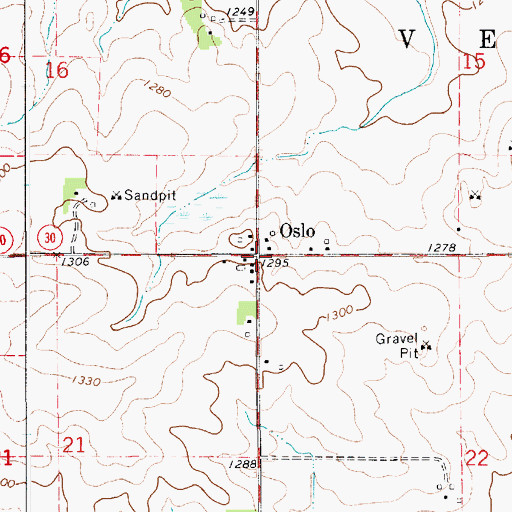 Topographic Map of Oslo Post Office (historical), MN