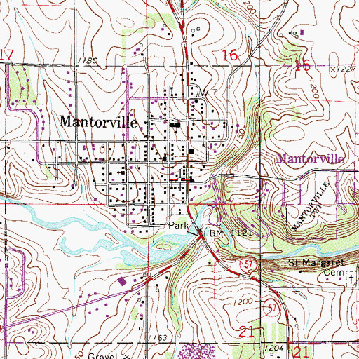 Topographic Map of Mantorville Post Office, MN