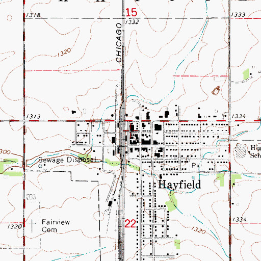 Topographic Map of Hayfield Fire Department, MN