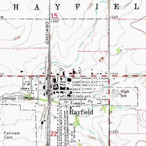 Topographic Map of Sacred Heart Church, MN