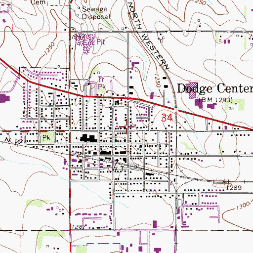 Topographic Map of Saint Johns Catholic Church, MN