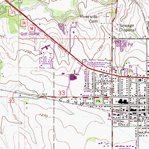 Topographic Map of Triton High School, MN