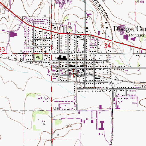 Topographic Map of Dodge Center, MN