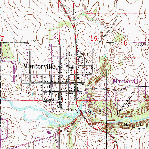 Topographic Map of Mantorville Retaining Walls Park, MN