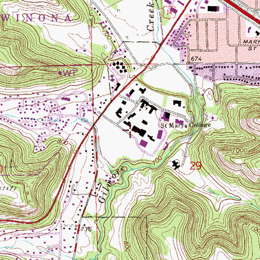 Topographic Map of Saint Mary's University Gymnasium, MN