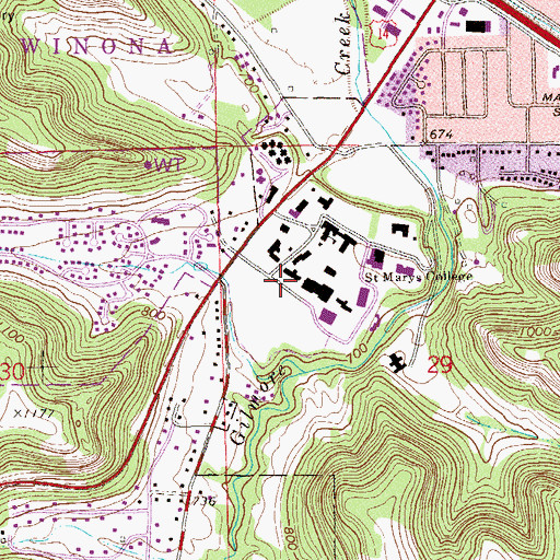 Topographic Map of Saint Edwards Hall, MN