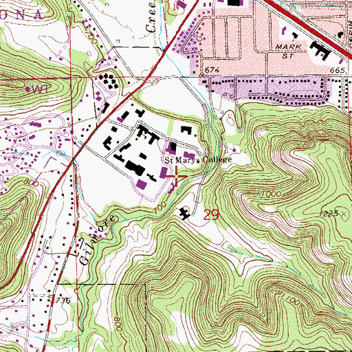 Topographic Map of Hillside Hall, MN