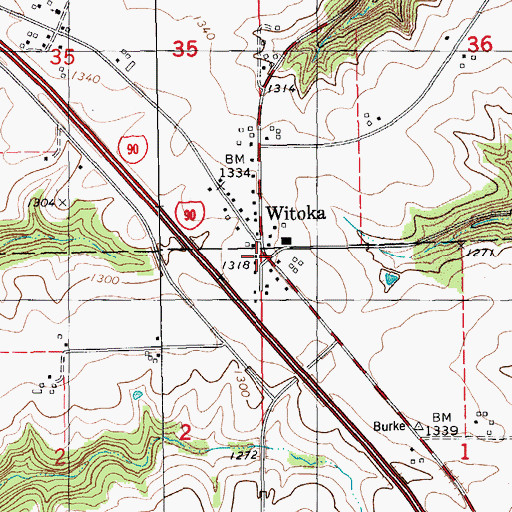 Topographic Map of Witoka Post Office (historical), MN