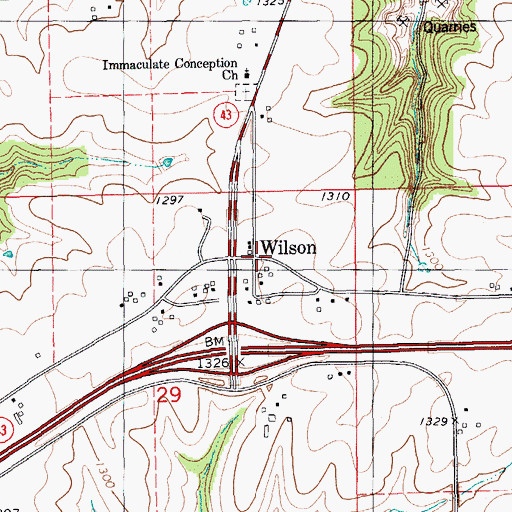 Topographic Map of Wilson Post Office (historical), MN