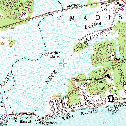 Topographic Map of Bailey Creek, CT