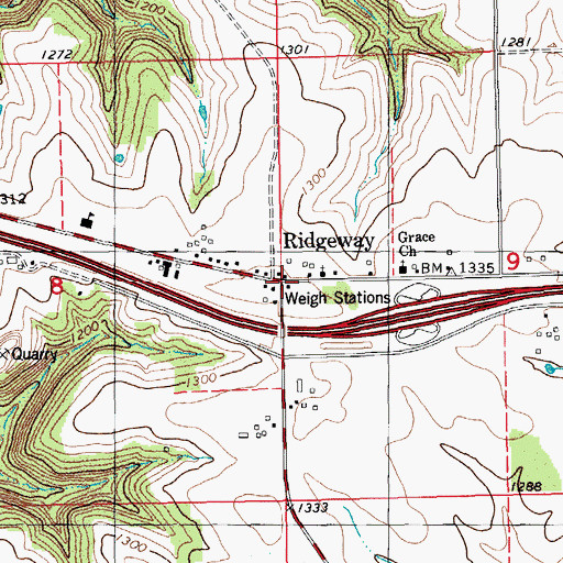 Topographic Map of Ridgeway Post Office (historical), MN