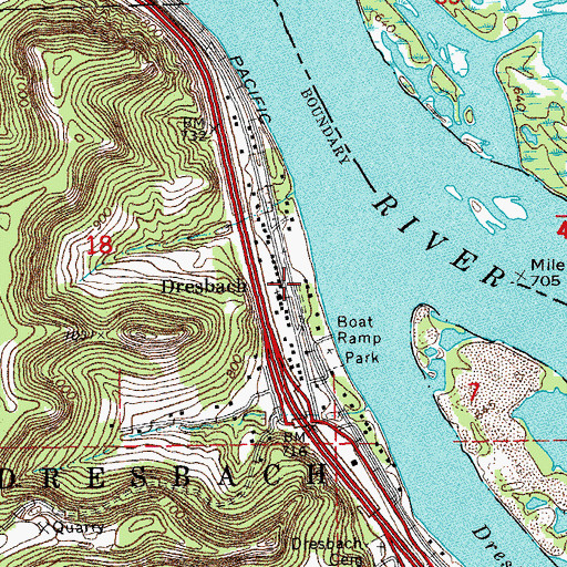 Topographic Map of Dresbach Post Office (historical), MN