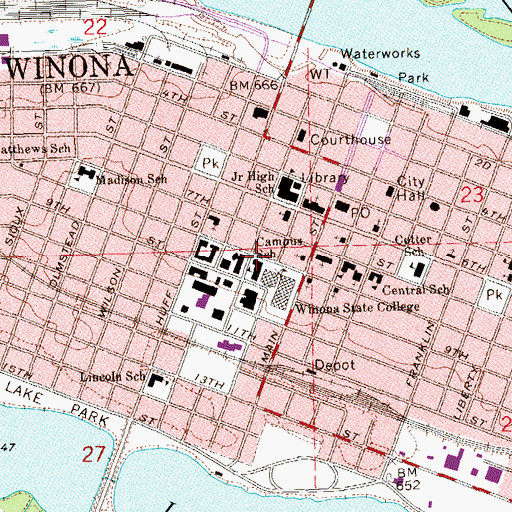 Topographic Map of Student Health Services, MN