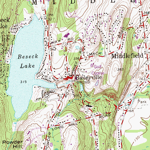 Topographic Map of Baileyville, CT