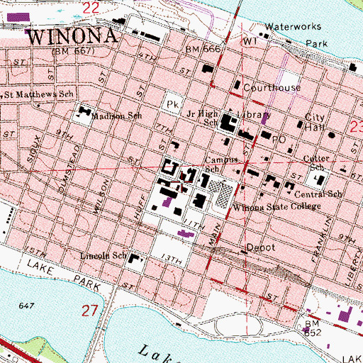 Topographic Map of Watkins Hall, MN