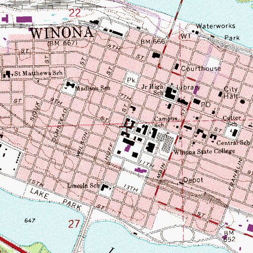 Topographic Map of Richards Hall, MN