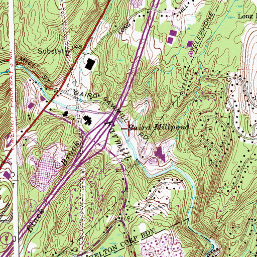Topographic Map of Baird Millpond, CT