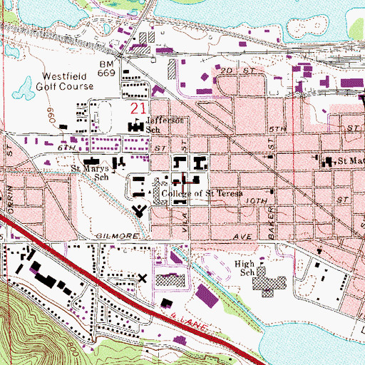 Topographic Map of Chapel of Saint Mary of the Angels, MN