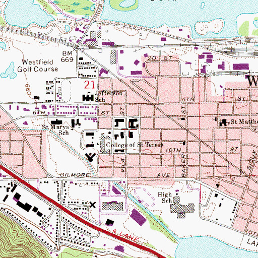 Topographic Map of Saint Cecilia Hall, MN