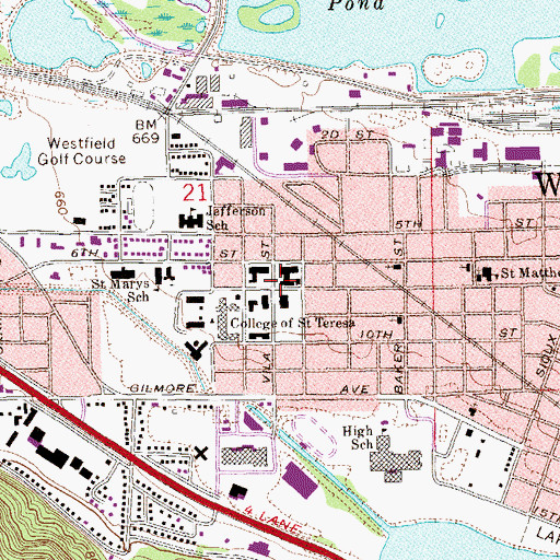 Topographic Map of Saint Teresa Hall, MN