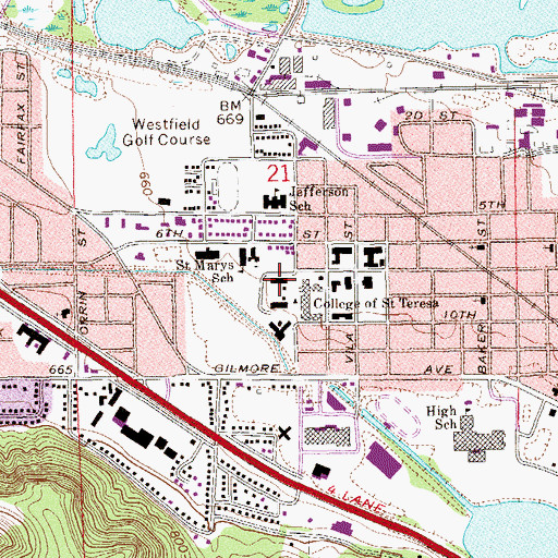 Topographic Map of Loretto Hall, MN