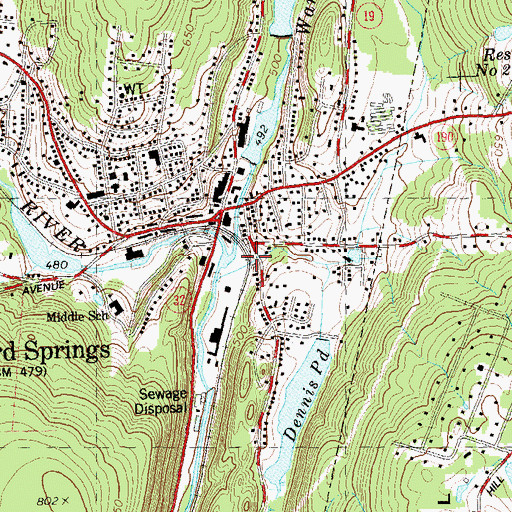 Topographic Map of Baker Brook, CT