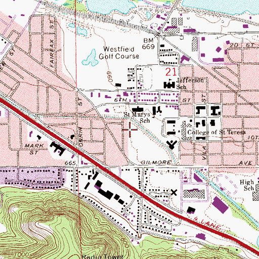 Topographic Map of Saint Mikes Field, MN