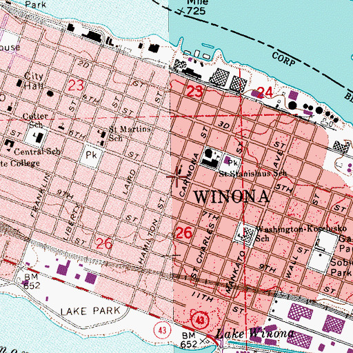 Topographic Map of Saint John's Catholic Parish, MN