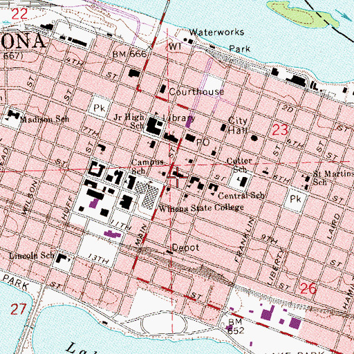 Topographic Map of Cathedral of Sacred Heart, MN
