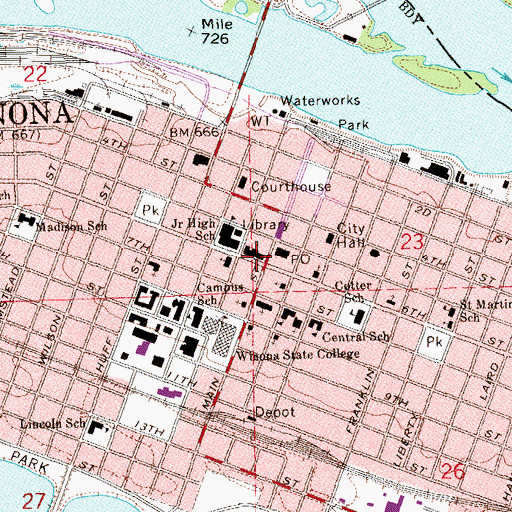 Topographic Map of Central United Methodist Church, MN