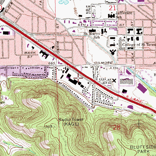 Topographic Map of Valley Baptist Church, MN