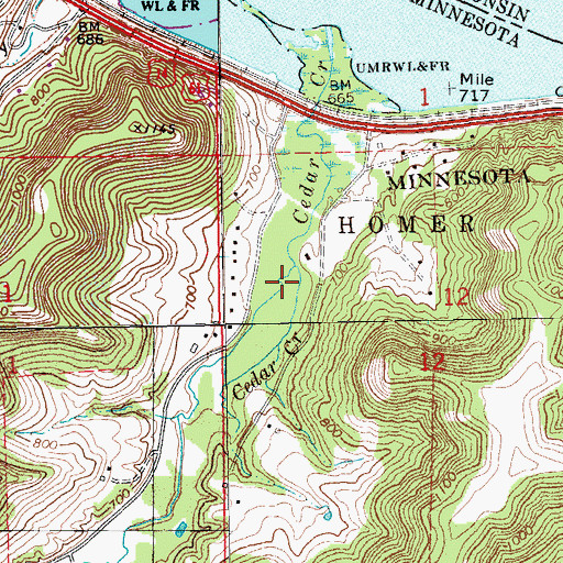 Topographic Map of Cedar Valley Golf Course, MN